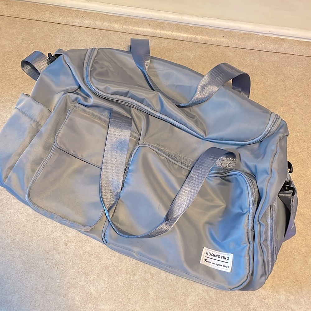 Light Blue Grey Gym Bag